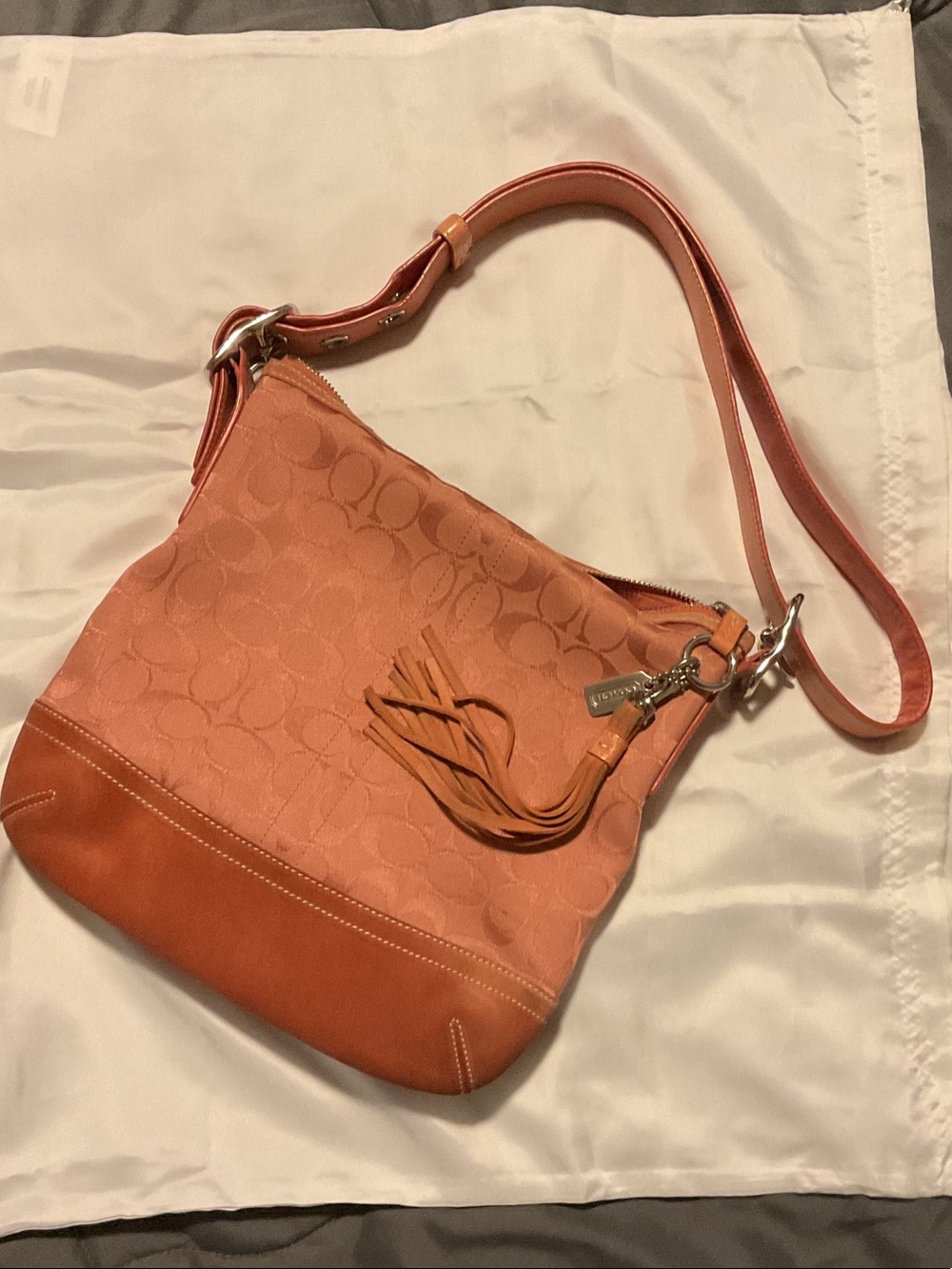 Vintage Coach Signature C Coral Hobo Shoulder Bag Y2K #9362